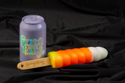 Swirl Gummy pop, candy corn, Medium firmness