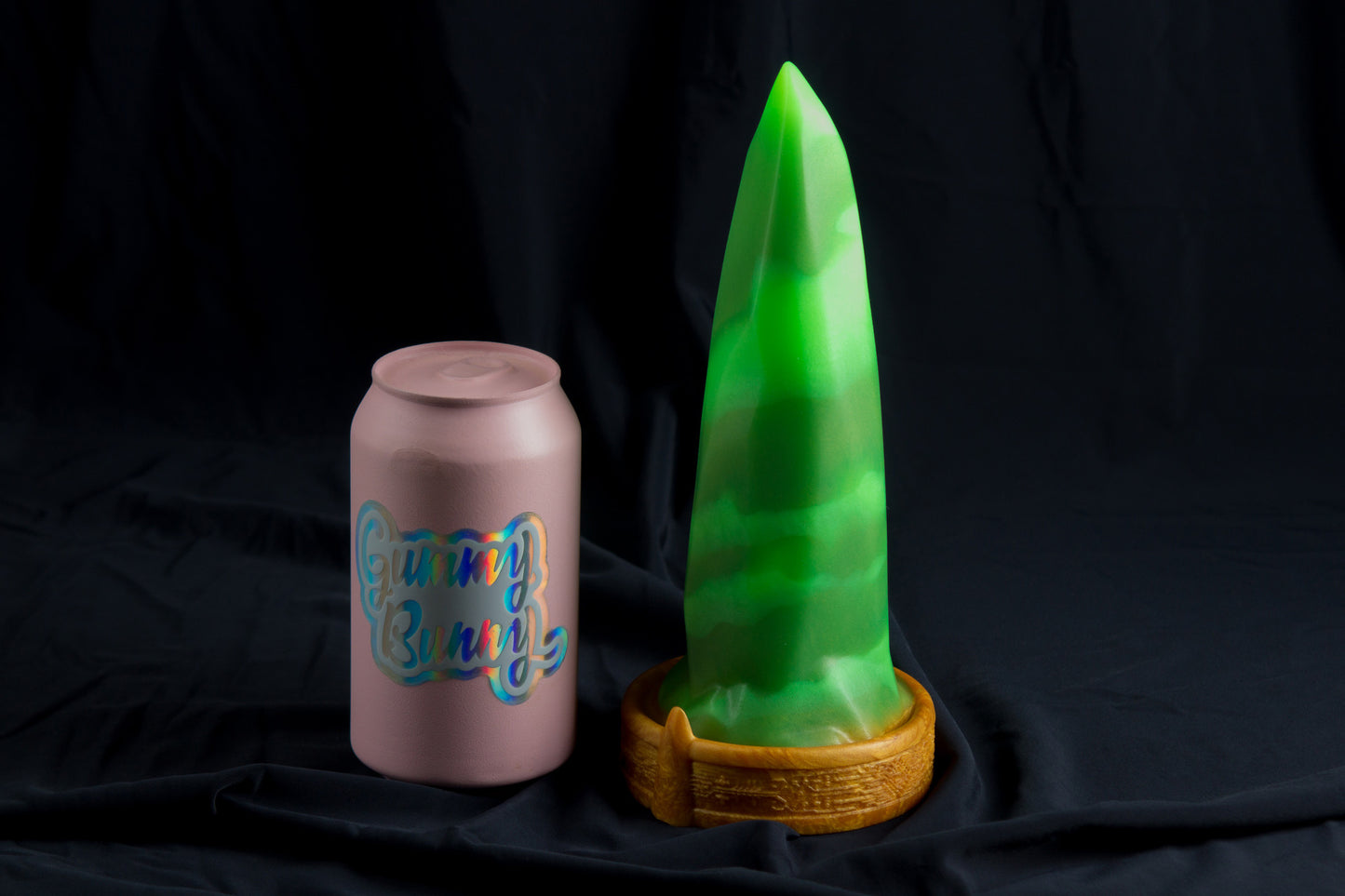 FLOP Large Bloomstone in glow in the dark green swirl color, soft firmness