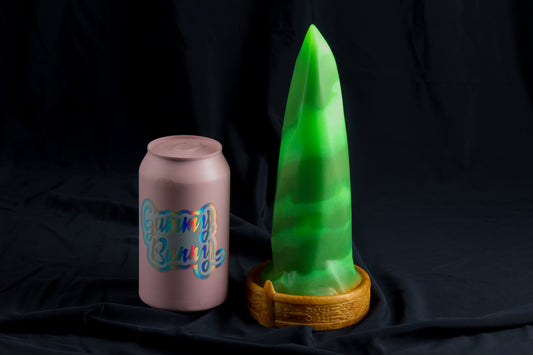 FLOP Large Bloomstone in glow in the dark green swirl color, soft firmness