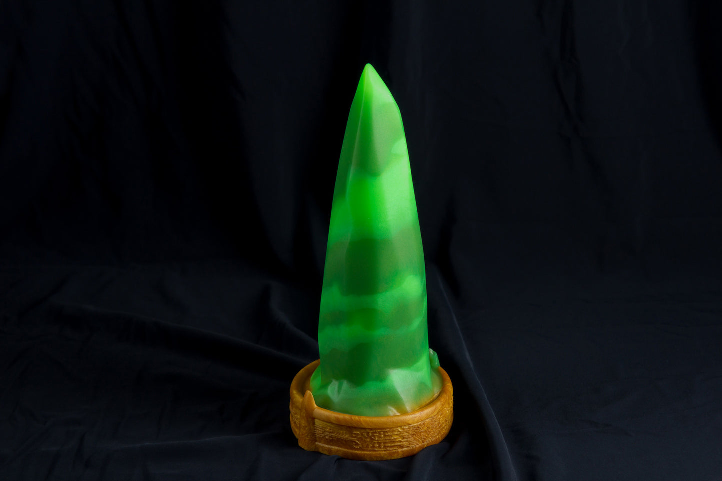 FLOP Large Bloomstone in glow in the dark green swirl color, soft firmness