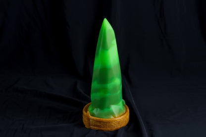 FLOP Large Bloomstone in glow in the dark green swirl color, soft firmness