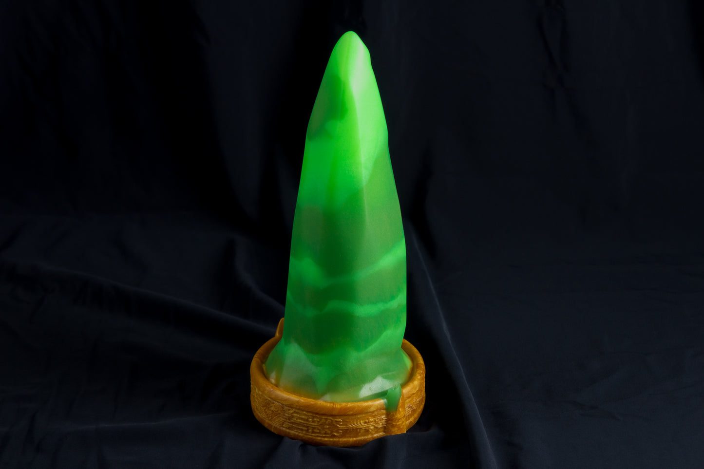 FLOP Large Bloomstone in glow in the dark green swirl color, soft firmness