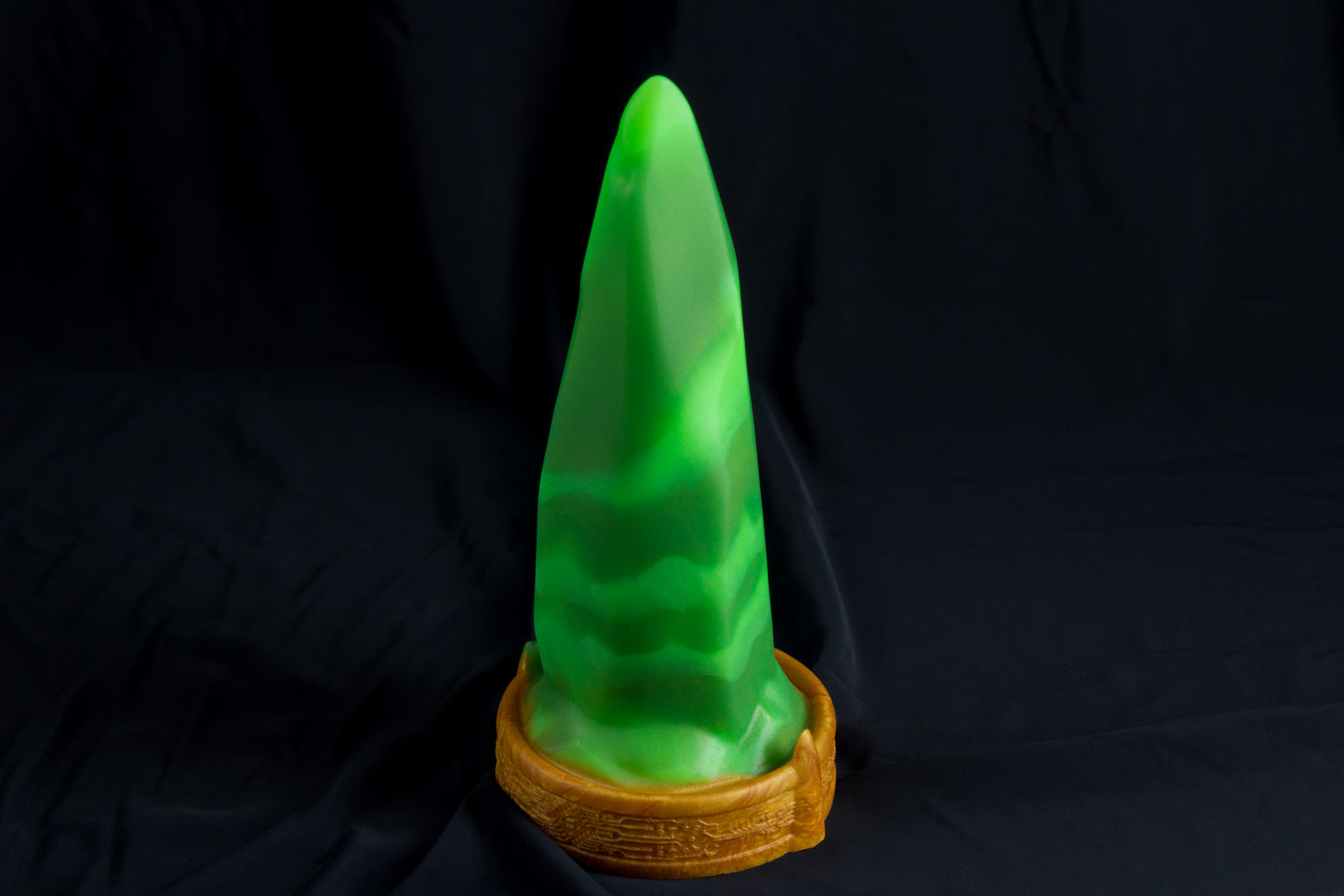 FLOP Large Bloomstone in glow in the dark green swirl color, soft firmness
