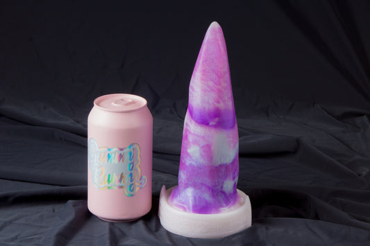 Large Bloomstone in glow amethyst and white color, soft firmness